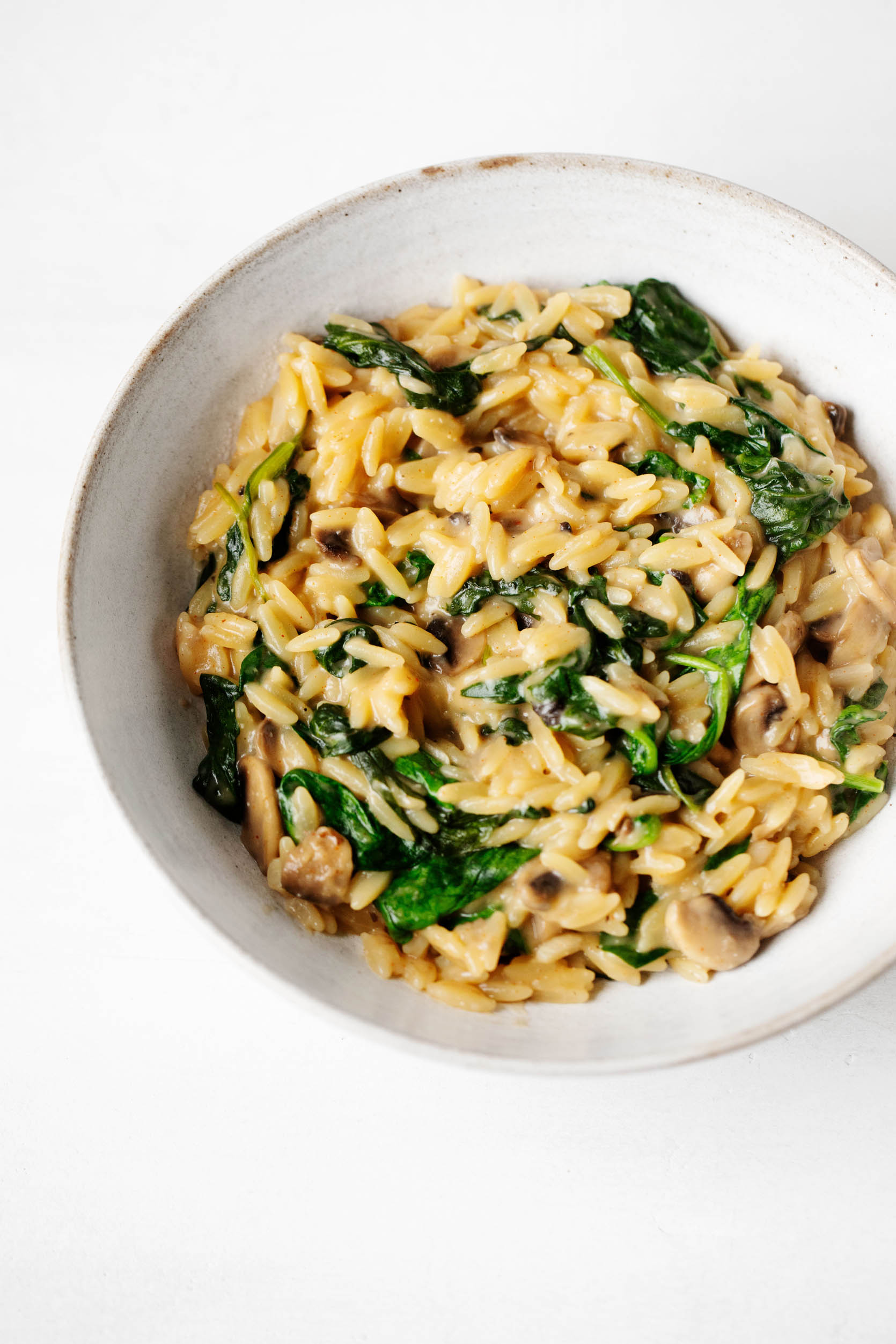 One-Pot Creamy Mushroom Spinach Orzo | The Full Helping